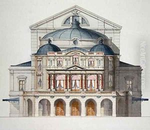 Elevation of a Theatre from a folio of designs 1870 by H. Monnot