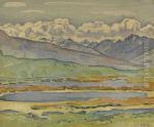 Teich Bei Montana. by Ferdinand Hodler