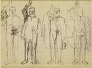 Vier Schworende, Studie Zu 'rutlischwur' by Ferdinand Hodler