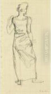 Studie Zur Zweiten Figur Von Links Des Gemaldes 'jungling Vom Weibe Bewundert' by Ferdinand Hodler