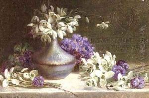 Snowdrops and violets by M.V. Morgan