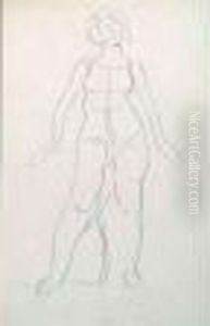 Studie Fur Die Erste Figur Von Rechts Im Bild" "blick In Die Unendlichtkeit" by Ferdinand Hodler