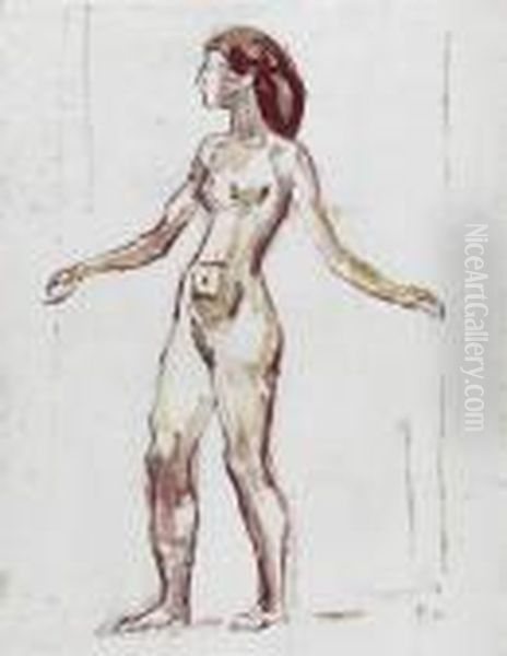 Female Nude Stepping To The Left. - view 1