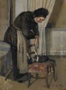 Alte Frau Und Katze by Ferdinand Hodler