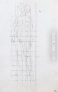 Stehender Weiblicher Akt, Studie Zu 'floraison', Um 1913 by Ferdinand Hodler