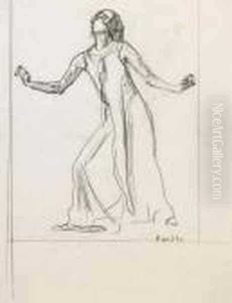 Ausschreitende Figur Mit Ausgebreiteten Armen, Studie Zu 'floraison', Um 1913 - view 1