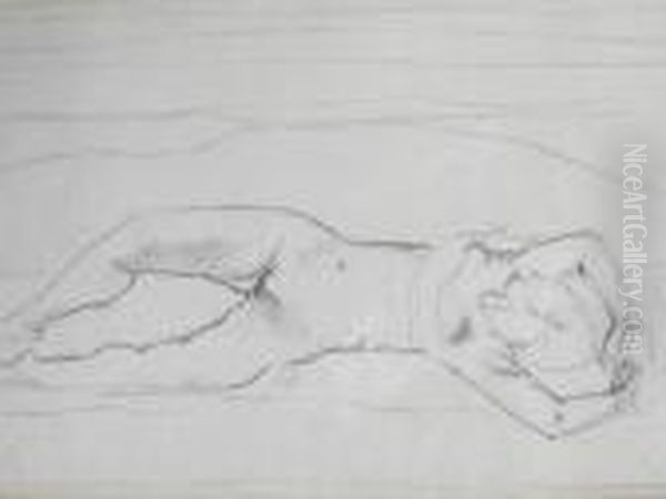 Etude De Femme Nue Allongee - view 1
