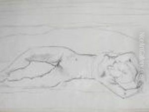Etude De Femme Nue Allongee by Ferdinand Hodler