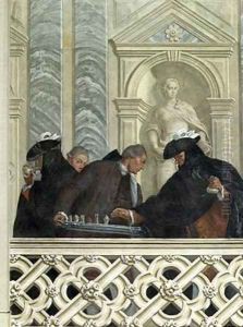 Group of four notaries by Michelangelo Morlaiter