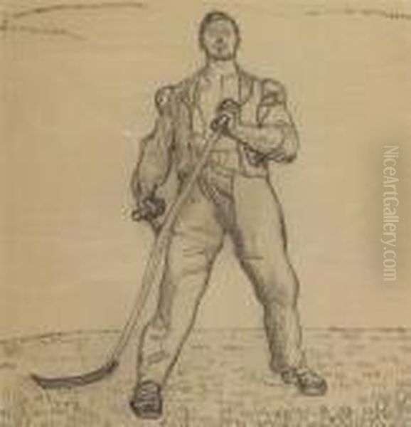 Study For The Reaper Resting For The Old Swiss 50 Note. Circa 1909. - view 1