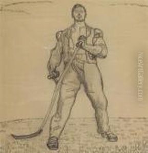 Study For The Reaper Resting For The Old Swiss 50 Note. Circa 1909. by Ferdinand Hodler