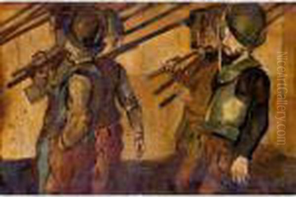Deux Rangs De Soldats Du Cortege De L'escalade, 1886 
Two Lines Of Soldiers Of The Procession Of The Escalade, 1886 - view 1
