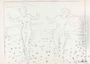 Zwei Aktstudien Zu "floraison". by Ferdinand Hodler