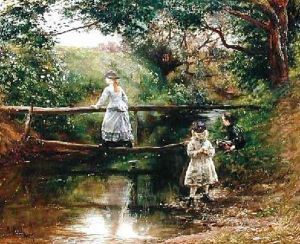 On the Tyne near Ormiston Children Gathering Wild Flowers 2 by William Darling McKay