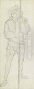 Stehender Landsknecht Mit Hellebarde. by Ferdinand Hodler