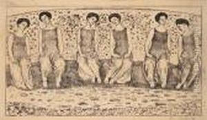 Die Heilige Stunde Mit Sechs Figuren by Ferdinand Hodler