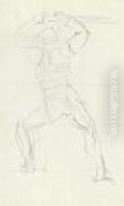 Study Of Swiss Man With Raised Sword by Ferdinand Hodler