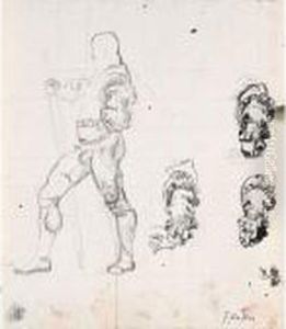 Studie Zu Marignano-krieger (selbstbildnisstudie) Mit Drei Armelstudien by Ferdinand Hodler