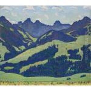 Landschaft Bei Chateau D'oex by Ferdinand Hodler