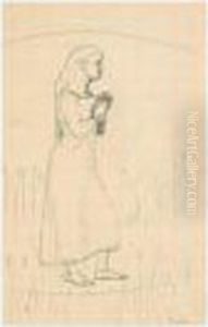 Stehendes Madchen (studie Zu Abendruhe) by Ferdinand Hodler