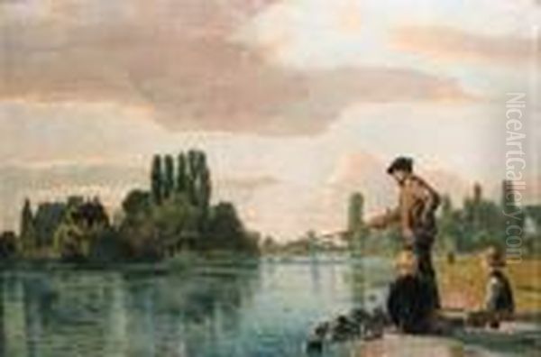 Fischer Bei Der Schadau - Ein Abend Bei Thun, 1879-81 - view 1