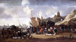 A Scene on the Coast near Scheveringen by Hendrick de Meyer