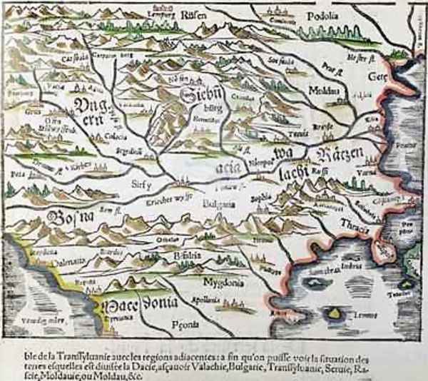Map of Central Europe from Cosmographia Universalis - view 1