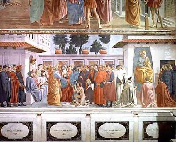 The Raising of the Son of Theophilus the King of Antioch and St Peter Enthroned as First Bishop of Antioch 1427 and 1480 - view 1