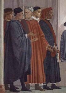 The Raising of the Son of Theophilus King of Antioch detail of Dignitaries at the King of Antiochs Court 1480