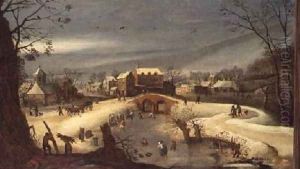 A Winter Landscape with Woodcutters by (follower of) Momper, Joos de