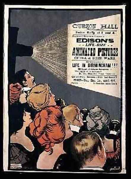 Poster advertising Edisons Life Size Animated Pictures China and Boer Wars at Curzon Hall Birmingham - view 1