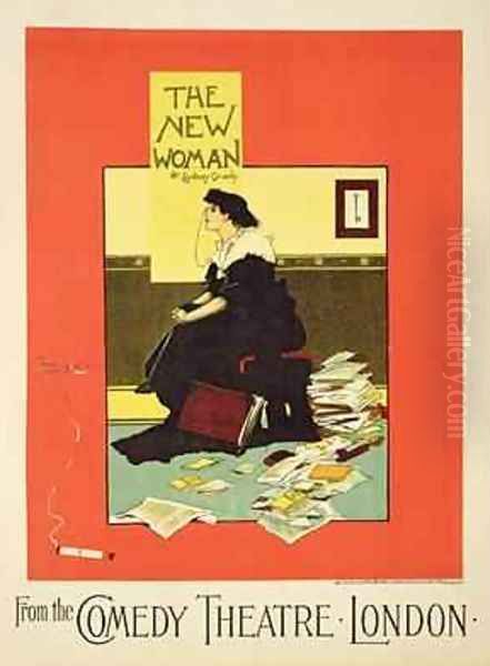 Reproduction of a poster advertising The New Woman by Sydney Grundy at the Comedy Theatre London - view 1