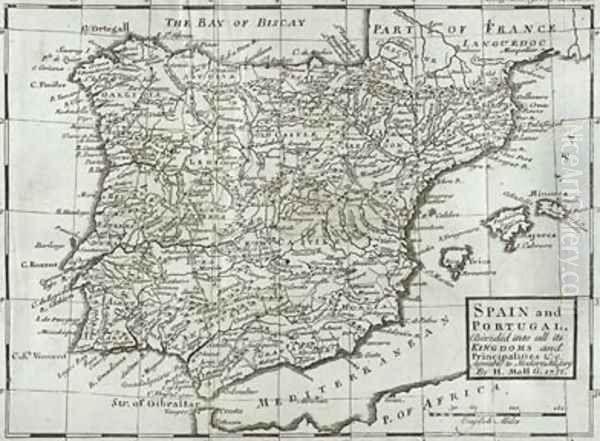 Map of Spain and Portugal 1731 - view 1