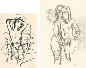 "blatt 5" From: Adolf Von Hatzfeld. Liebesgedichte / "blatt 3" From: Zenana by Carl Hofer