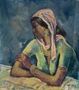 "hindu-madchen" ("hindufrau") by Carl Hofer