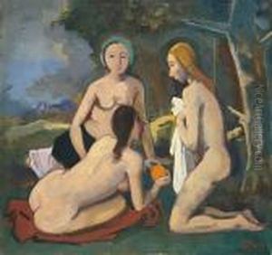 Drei Badende (unter Baumen) by Carl Hofer
