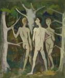 Drei Akte Im Walde by Carl Hofer