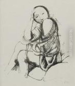 Sitzende Frau Im Profil by Carl Hofer