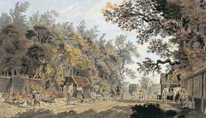 Coach and Four arriving at a Toll Gate London