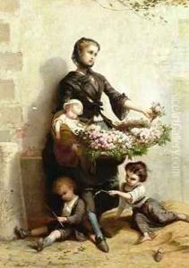 Victorian Flower Seller by Leopold de Moulignon