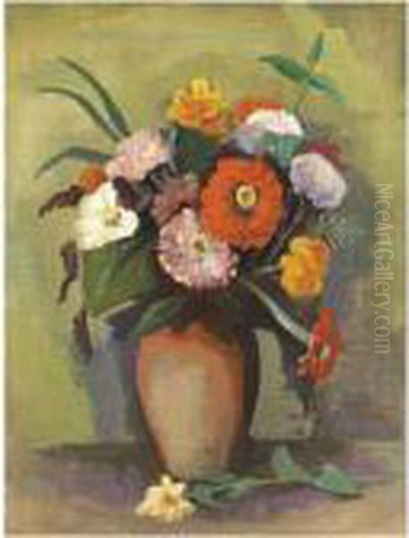 Vase Mit Zinnien (vase With Zinnias) - view 1