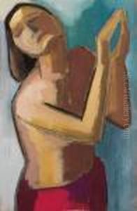 Frauenhalbakt Mit Erhobenen Armen by Carl Hofer