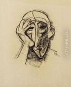 Mannerportrat, Kopf Auf Rechte Hand Gestutzt by Carl Hofer