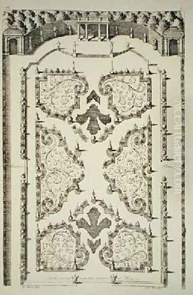 Garden divided by four parterres and terraces - view 1