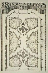 Garden divided by four parterres and terraces by Daniel the Elder Marot