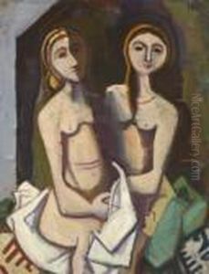 Zwei Sitzende Madchen.
 1943