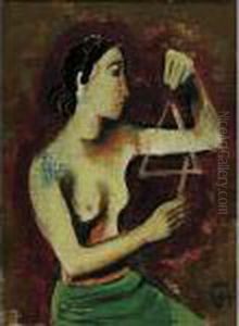 Young Woman Playing A Triangle