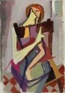 "zwei Madchen (doppelfigur)". by Carl Hofer