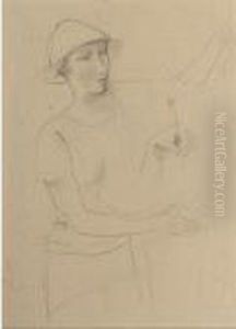 Frau Mit Hut (woman With Hat) by Carl Hofer