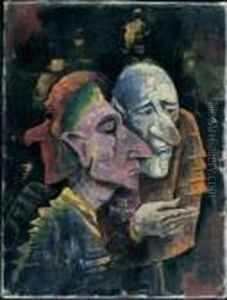 Masken (damonen, Drei Halbfiguren) by Carl Hofer